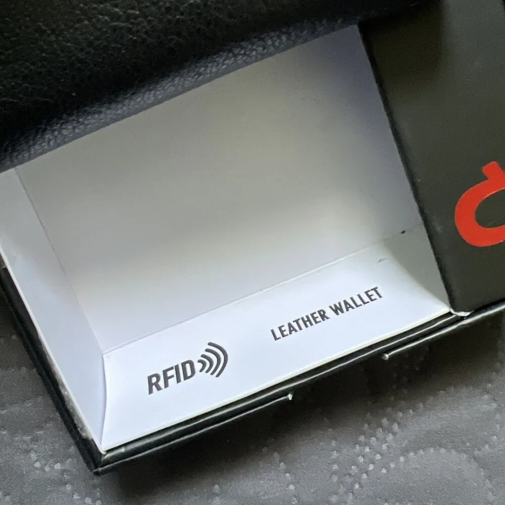 True Religion Genuine Leather Black Bifold Logo Wallet Card Holder RFID NWT Gift